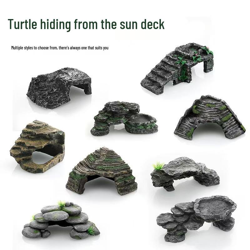Sonn- und Kletterplattform für Reptilien: Schildkröte, Spinne, Hamster, Eidechse, Gecko, Schlangenversteck & Futterornament.