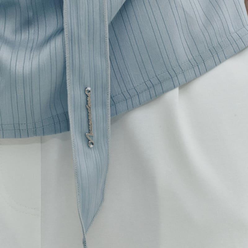 MEENDERI SATIN LOGO SCARF - SKY BLUE