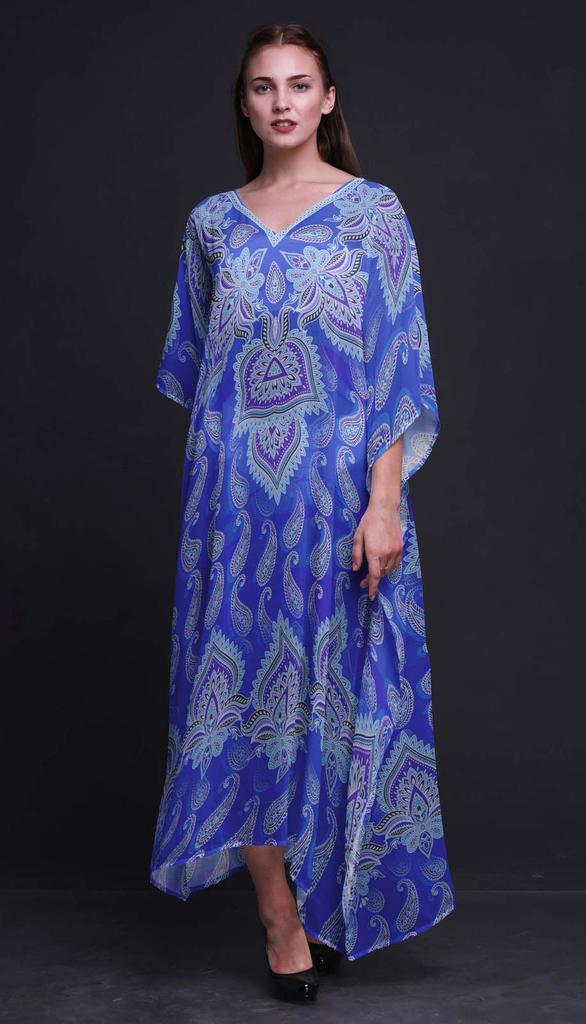 Phagun Floral & Paisley Ladies Plus Size Kaftan Summer Wear Beach Coverup Kimono