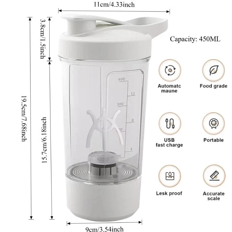 Xiaomi Taza Eléctrica Autoagitadora, Botella Mezcladora para Batidos de Proteínas, Vaso Mezclador con Carga USB y Escala, Vaso de Agua de 15 oz, Libre de BPA