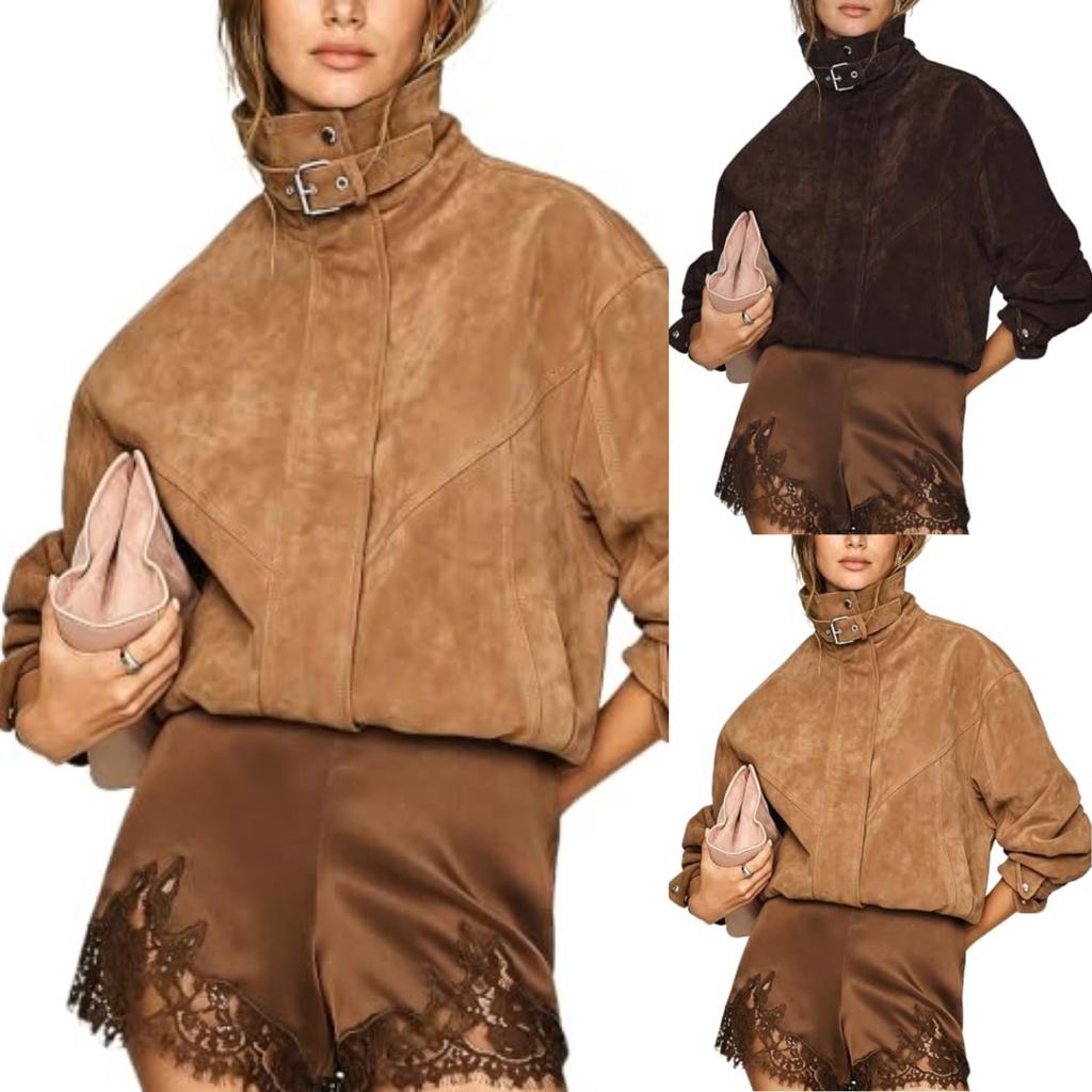 Women's Retro Slim Fit Long Sleeve Chain Jacket for Women Casual Outerwear