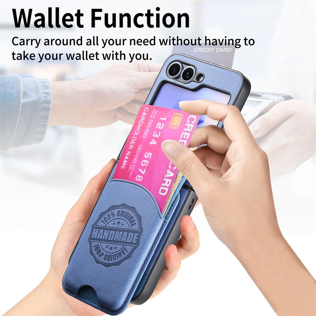 2 in 1 Detachable Magnetic Cards Solt Wallet Case For Samsung Galaxy Z Flip 7 FE 6 5 4 5G Flip6 Flip5 Vertical Bag cowboy Cover