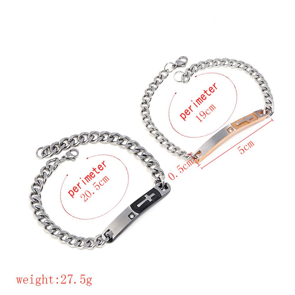 Men / Women Fashion Concise Metal Chains Cross Pattern Bracelet Cool Lovers Hand Chains