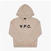 Apc Velvet Logo Standard Grand Unisex Hoodie M27908 Tbi Beige Dark Navy