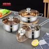 SHENG BI DE Korean Style Stainless Steel 3-Piece Cookware Set