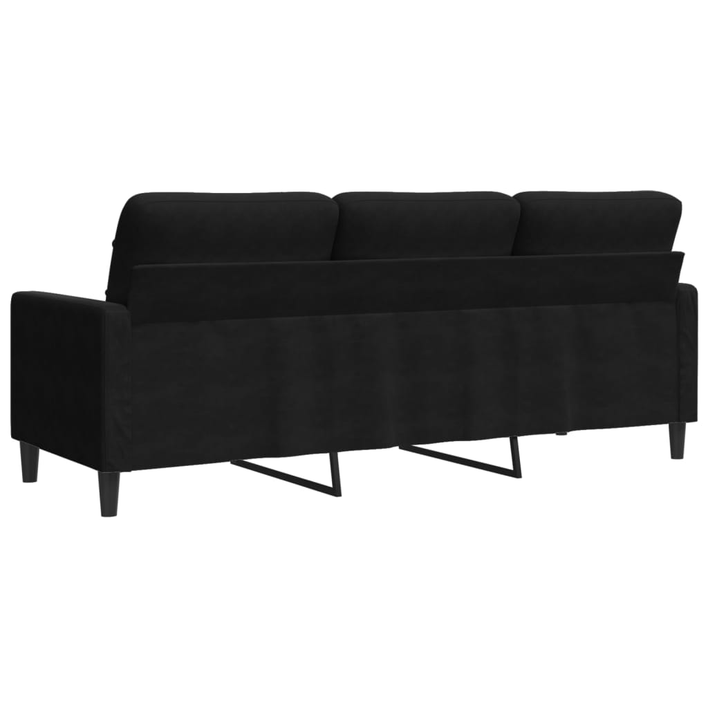 Vidaxl 3-Seater Sofa, Black, 180 Cm, Upholstered In Velvet