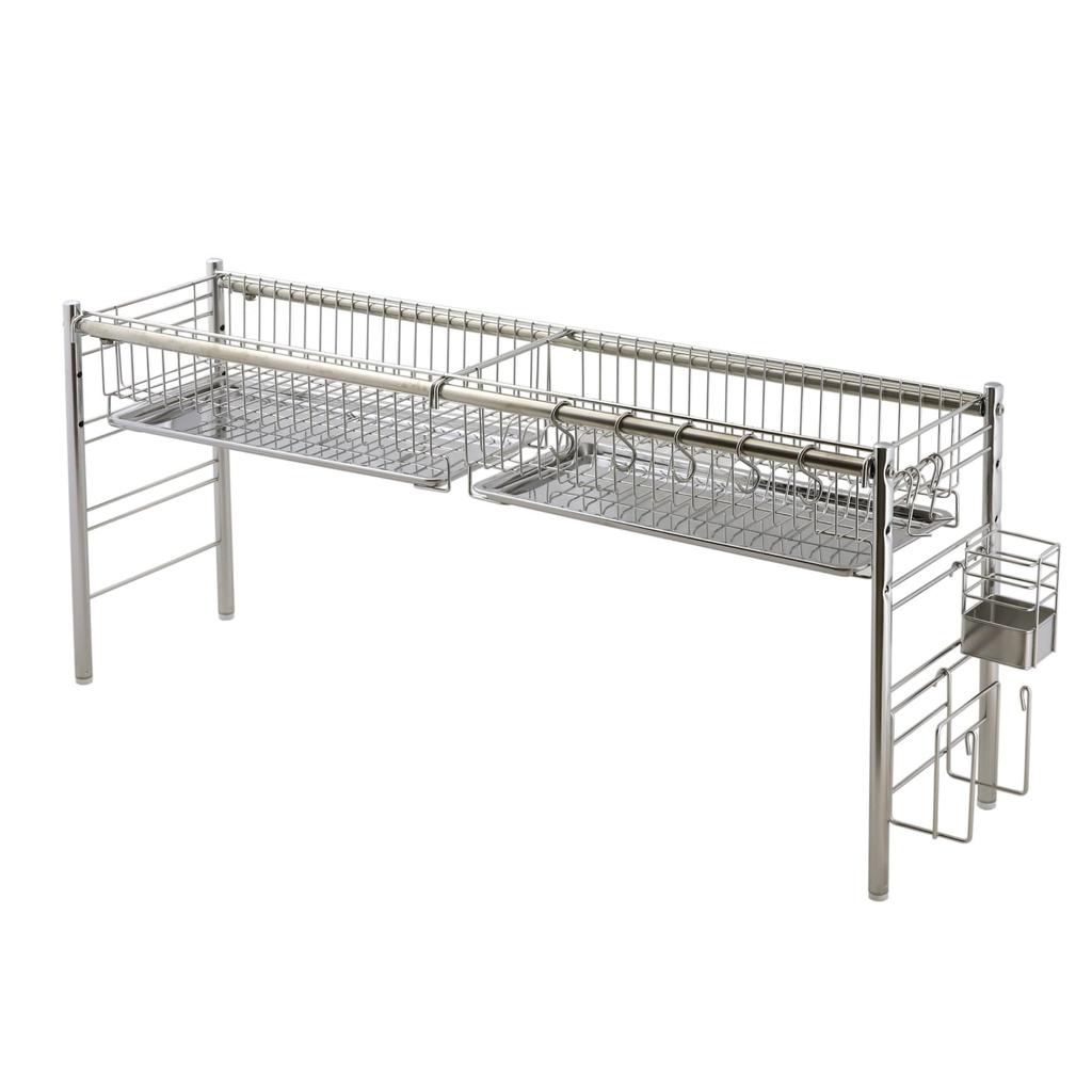 Kawaguchi Koki Over the Sink Telescoping System Drainer Rack Depth 23cm Stainless Steel Tier 2 Tsubame Sanjo Made in Japan 22420 (1 Baskets)
