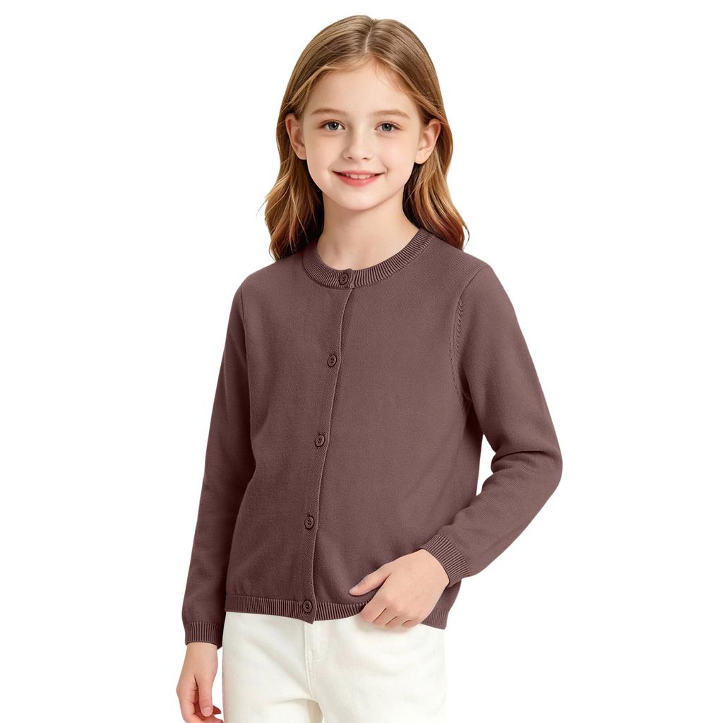 Girls Cardigan Sweater Button Front Knit Top for School Uniform, Toddler Color Warm Fall Winter Outerwear