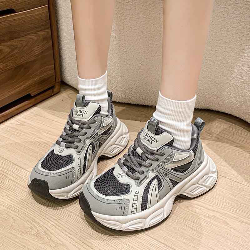 Retro Plateau Dad Schuhe Damen 2025 Frühling neu ankela rot lässige Sneaker atmungsaktive Damenschuhe