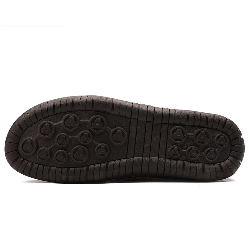 Men's Comfortable Casual Flat Heel Leather Shoes Handmade Male Breathable Vintage Trendy Slip-On Adult Footwear Walking Shoes