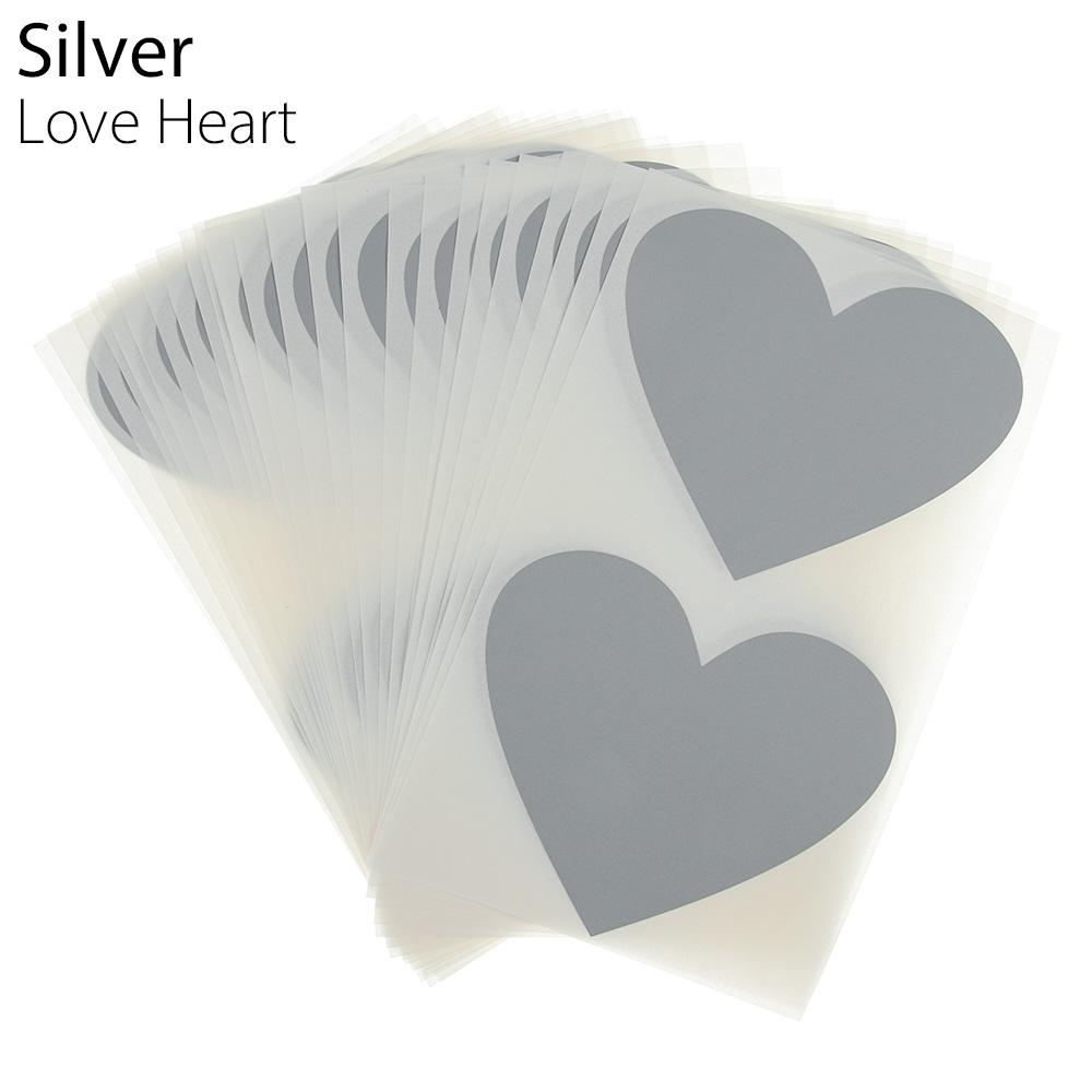 50Pcs Love Heart Pentagram Shape Scratch Card Coating Sticker DIY Postcard Self-adhesive Scratch Coating Stickers Message Card