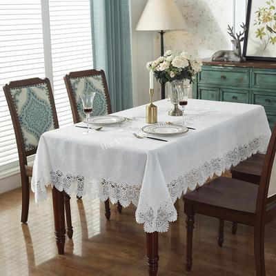 Tablecloth White Embroidered Dining Table Cover Rectangle Lace Table Cloth Tv Bedside Tablecloths Dustproof Towel