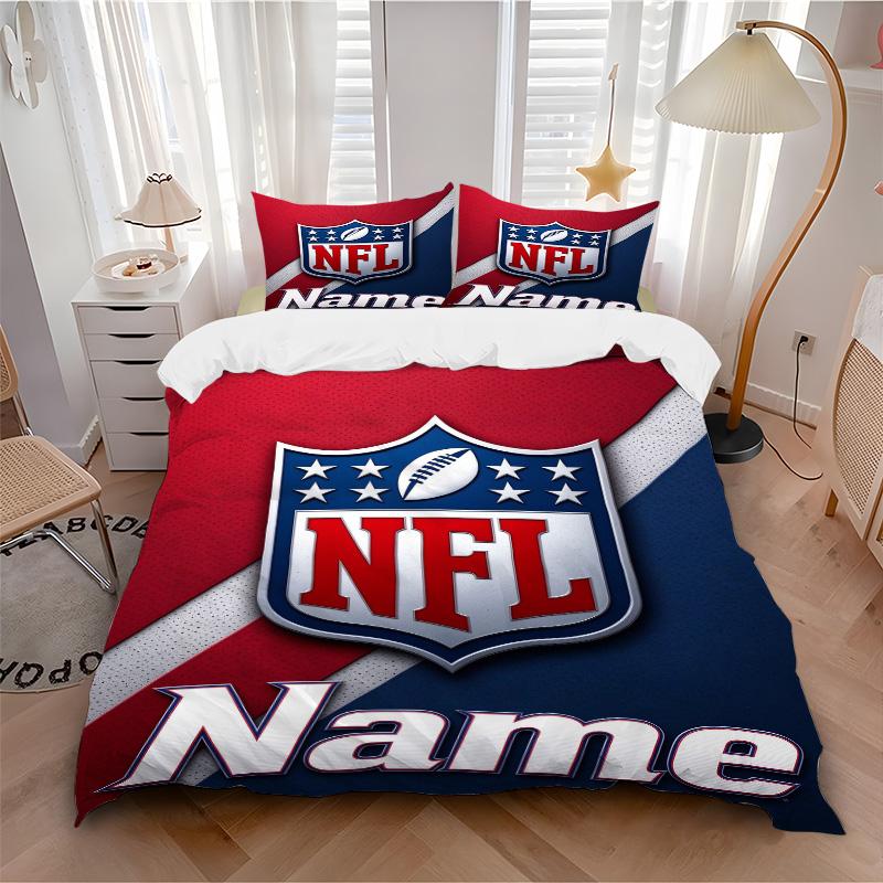 Personalized Nfl Team Soft Bedding 3 Piece Set HD Print Duvet Cover Pillowcases for Teens Adult Bedroom Decoration Christmas Gift C10397