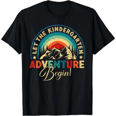 Lasst das Kindergarten-Abenteuer beginnen Zurück zur Schule Vintage T-Shirt Herrenbekleidung Streetwear Vintage T-Shirt Ropa