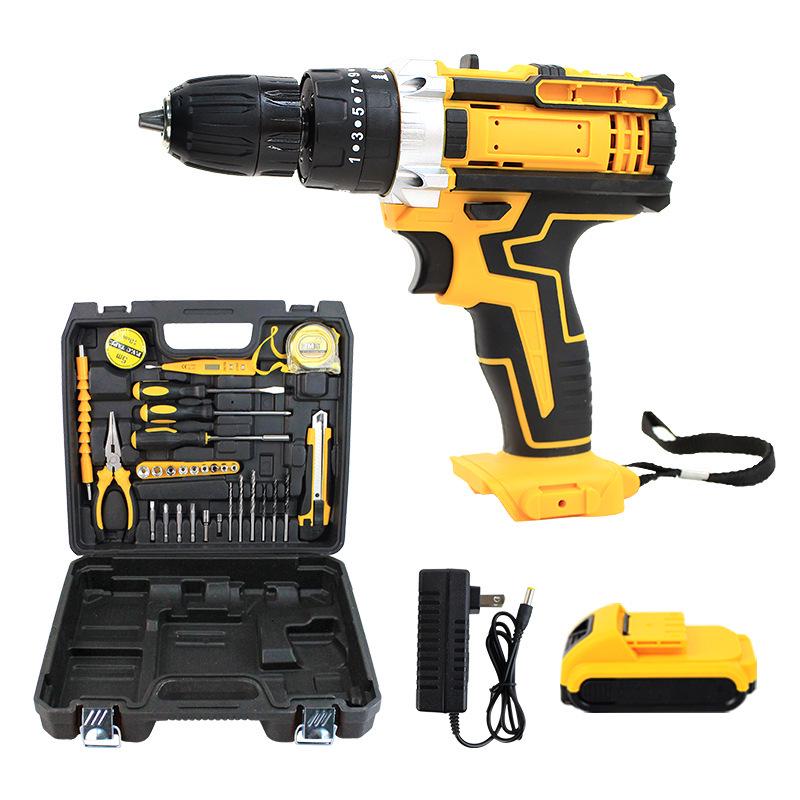 21V Lithium-Ion Drill Set: Impact, Dual-Speed, Multi-Function Electric Screwdriver for Household Use