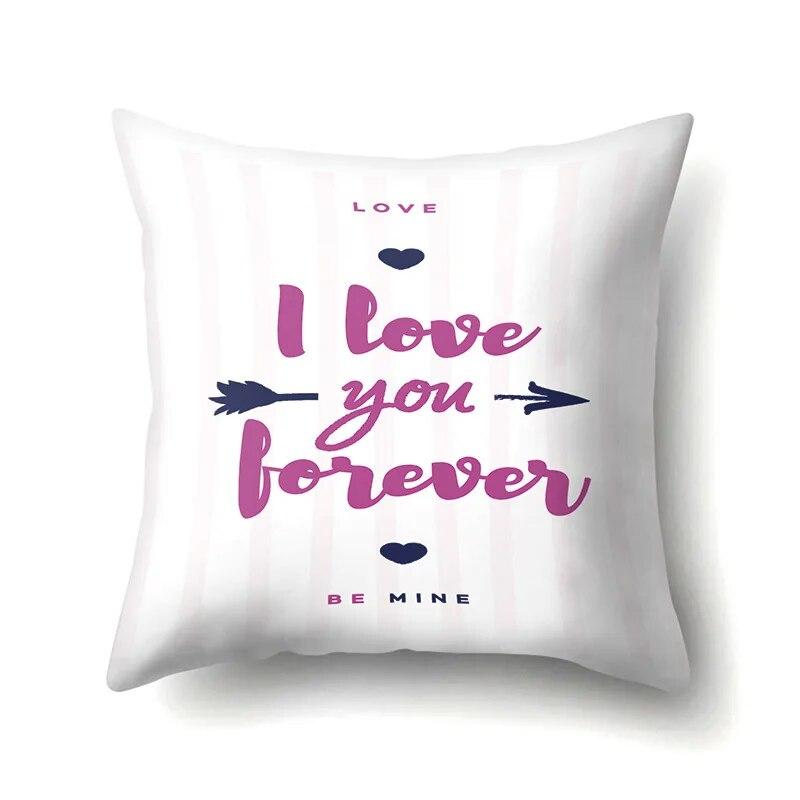 Valentine's Day Letter Love Pattern Printed Pillow Cover Sofa