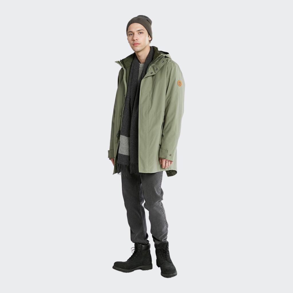 Timberland Solid Color Outdoor Quilted Lined Three-In-One Hooded Jacket Men Jackets Cassel-Green A69MW-590