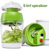 1 Piece Handheld Spiral Vegetable Slicer, 5 In 1 Adjustable Shredder, 4 In 1 Food Storage Container Slicer, Green