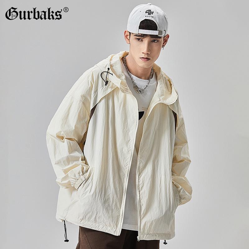 GURBAKS Men's Ice Silk UV Protection Hooded Jacket - Lightweight, Breathable, Summer Sun Protection