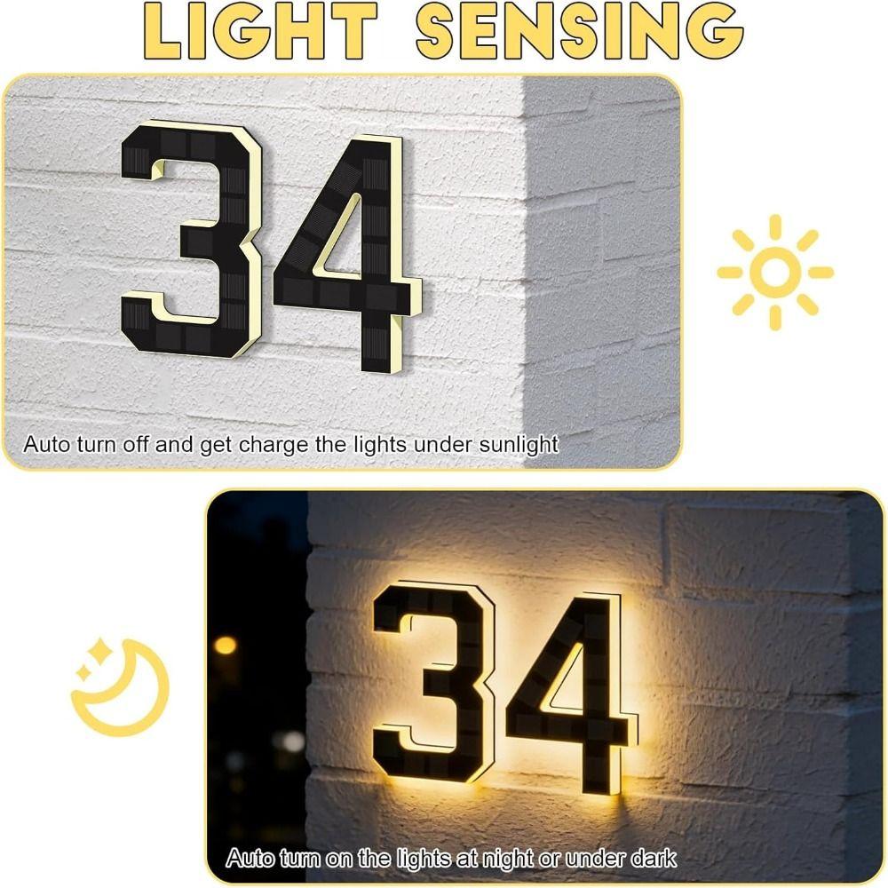 6.7 Inch Size Solar House Numbers IP44 Waterproof Solar Address Signs Home Exterior