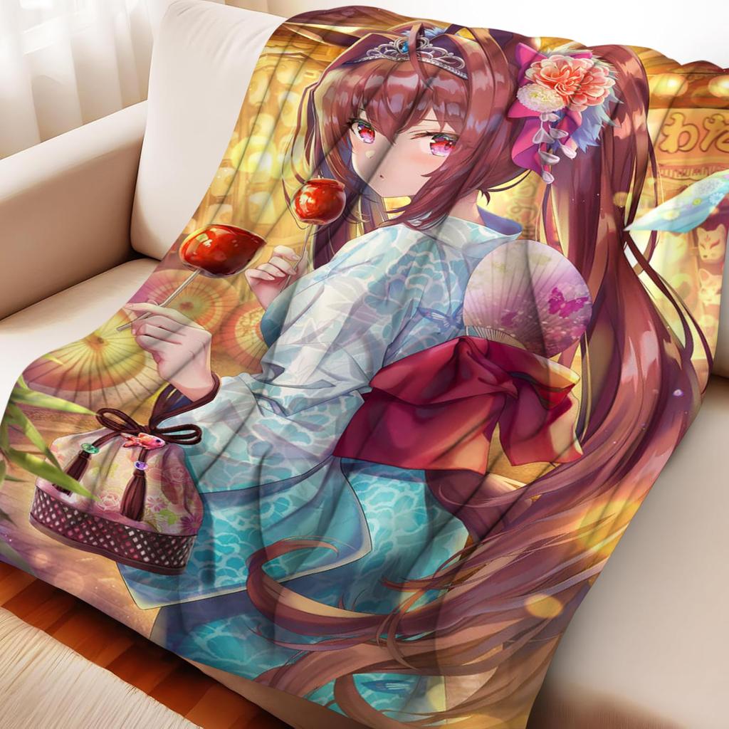 Lightweight Anime Fleece Fashion Blanket - Portable Flannel Throw for Travel, Office, Nap - Soft & Comfortable