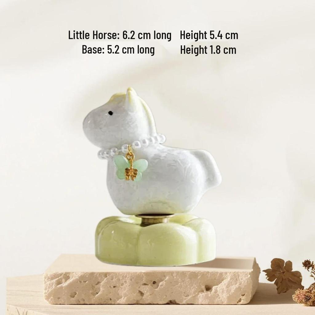 Rotating Crystal Glaze Ceramic Horse Tea Pet Ornament - Year of the Horse Gift.