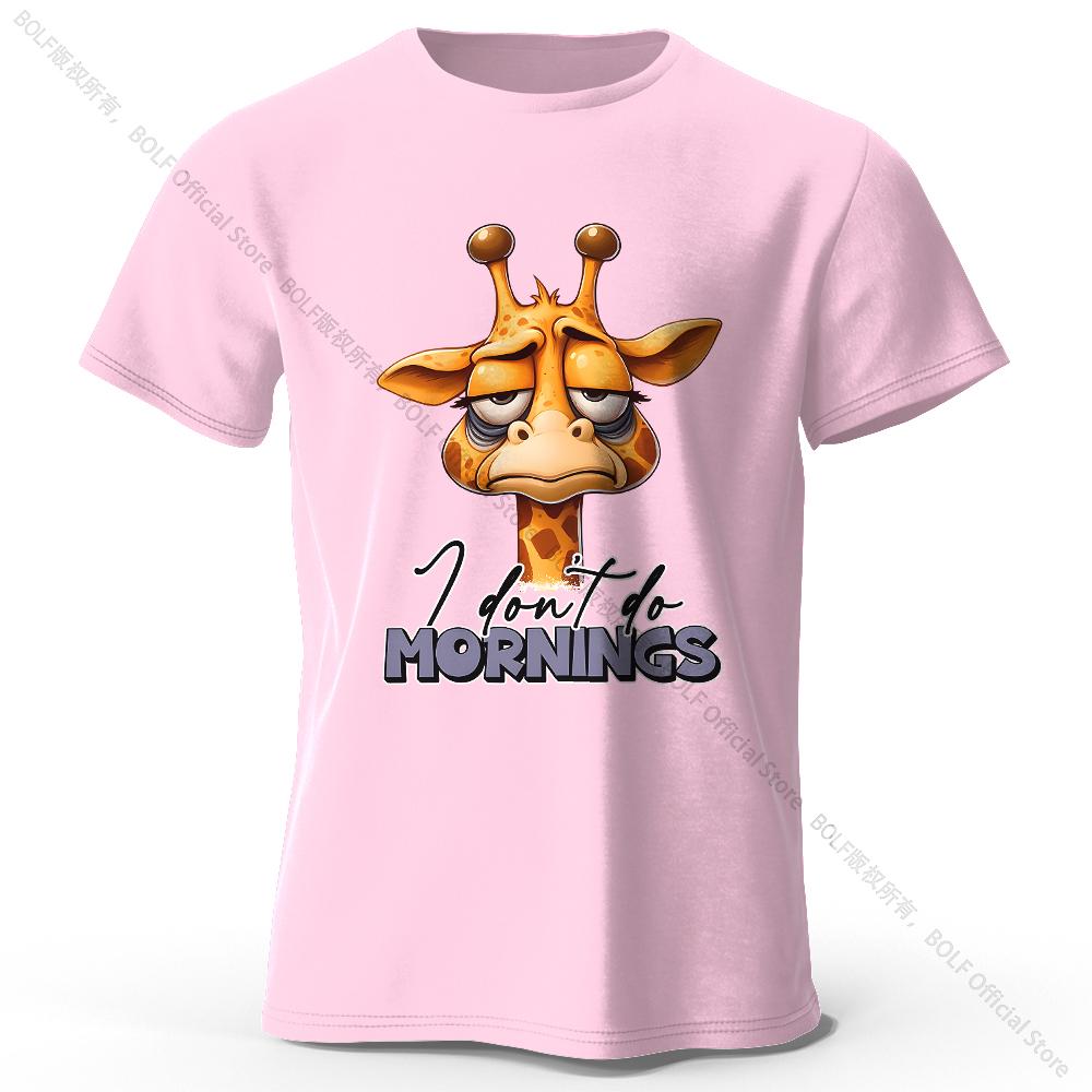 Summer Round Neck 3D Cartoon Giraffe Printed Top Fashionable Casual Short Sleeved Children's Boy T-shirts