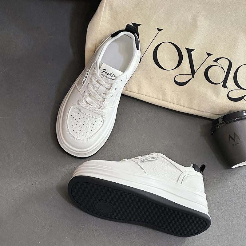 Leather little white shoes women's summer mesh single shoes muffin platform sports shoes small casual shoes tide
