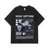 275 GSM Washed T-shirts 100% Cotton Jujutsu Kaisen V26 Gojo Print Unisex Heavy Cotton T Shirt