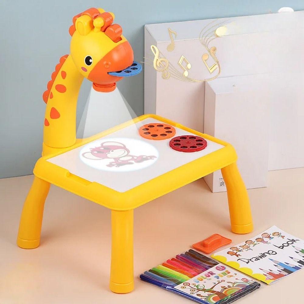 Multifunctional LED Projector Painting Board Painting Set Giraffe Painting Desk Learning Tools