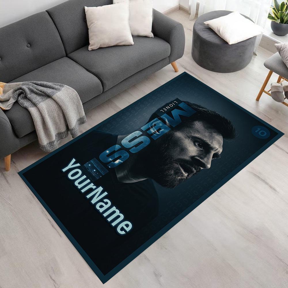 Messi Customize Your Name Carpet Design for Living Rooms Foyer Outdoor Game Room Antislip Carpet Decorate Offices Perfect Gift for Women/Men