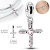 Charms Plata Cross-Shaped Pink Heart-Shaped Beads Fit Original Bracelets Charms For Women Jewelry Diy Making Gifts
