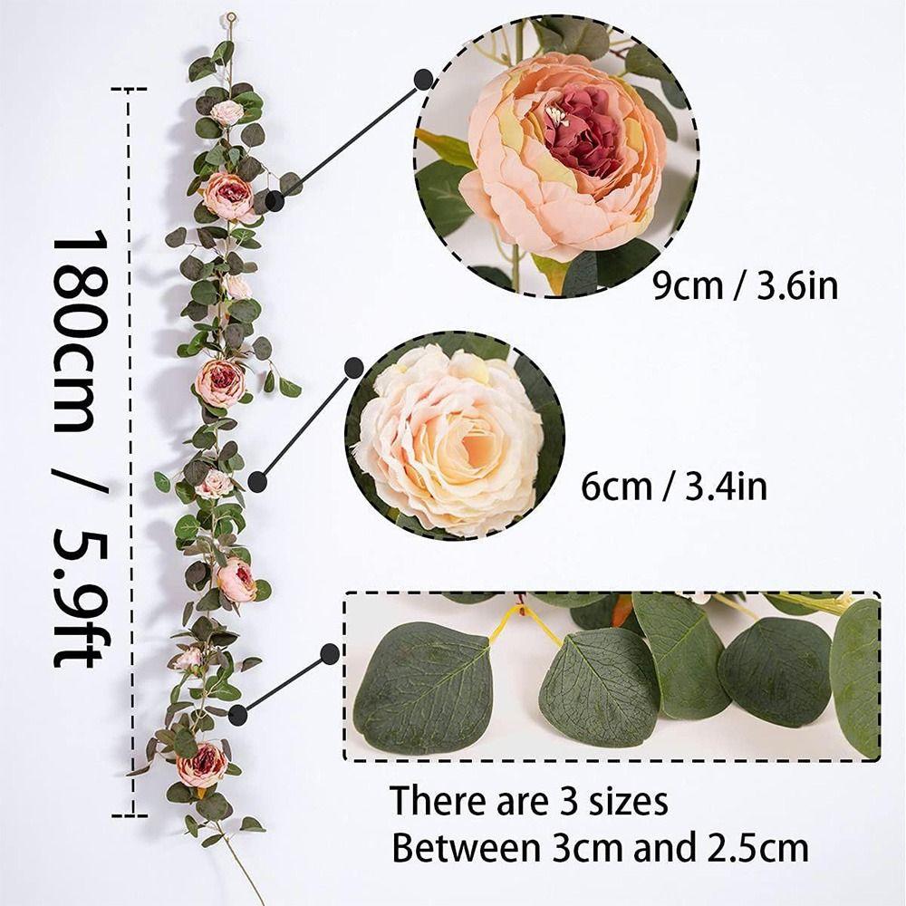 Green Eucalyptus Leaves Artificial Poeny Vine Plant Wall Decorative Flower Bar Decoration