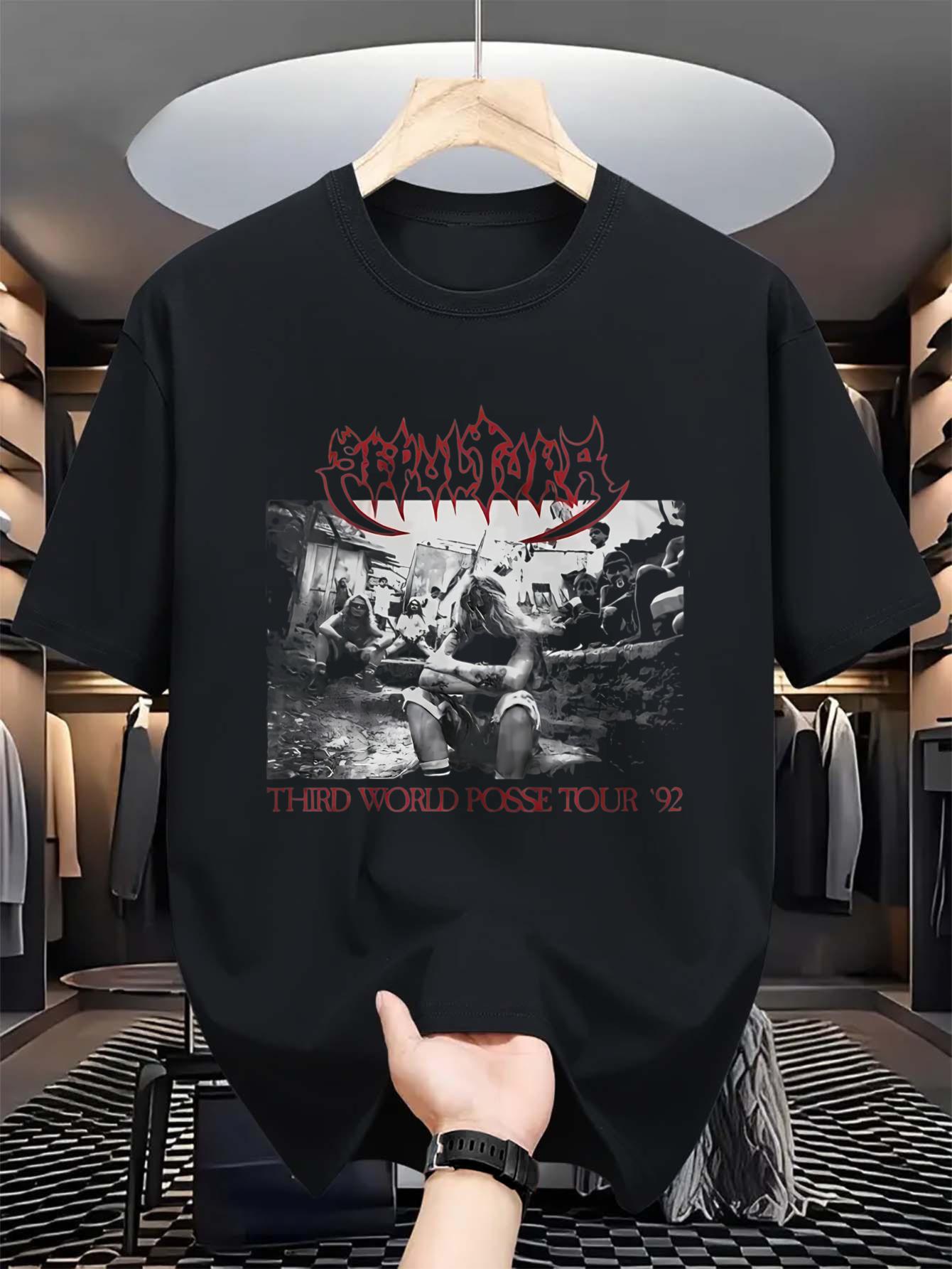 

Sepultura Third World Gang 92 Ретро Футболка - Дизайн Обложки 1992 Логотип Бразильский Стиль Концертная, Для Спортзала и Повседневная Футболка -... S разноцветный