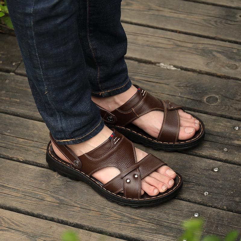 Men Sandals 2024 Summer New Arrival Genuine Leather Casual Fashion Sports Sandals Soft Men Wading Outdoors Beach Sandals yui8