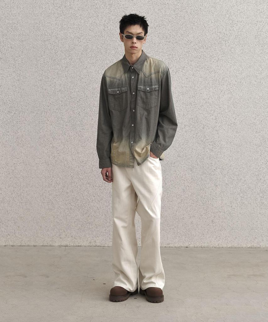 SENTAIR Dart Wide Flare Cotton Pants_Ivory