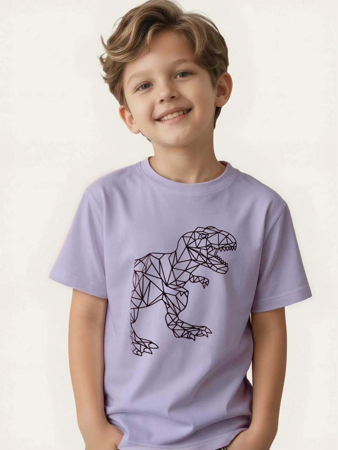 

Tyrannosaurus rex children s short-sleeved creative dinosaur print boys trendy and cool outfit 100