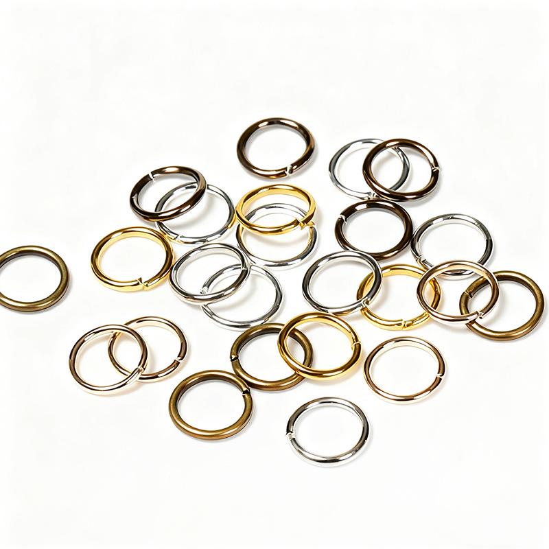 Color-preserving KC Gold Jump Rings: 200 Single Loop Flat Mouth Iron Connectors for DIY Bracelets & Necklaces