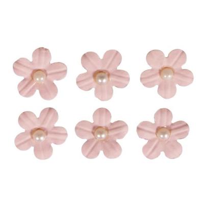 Decorative Sticker - RAYHER - Paper Flowers - Pink - 20 Pieces - With Half-pearls