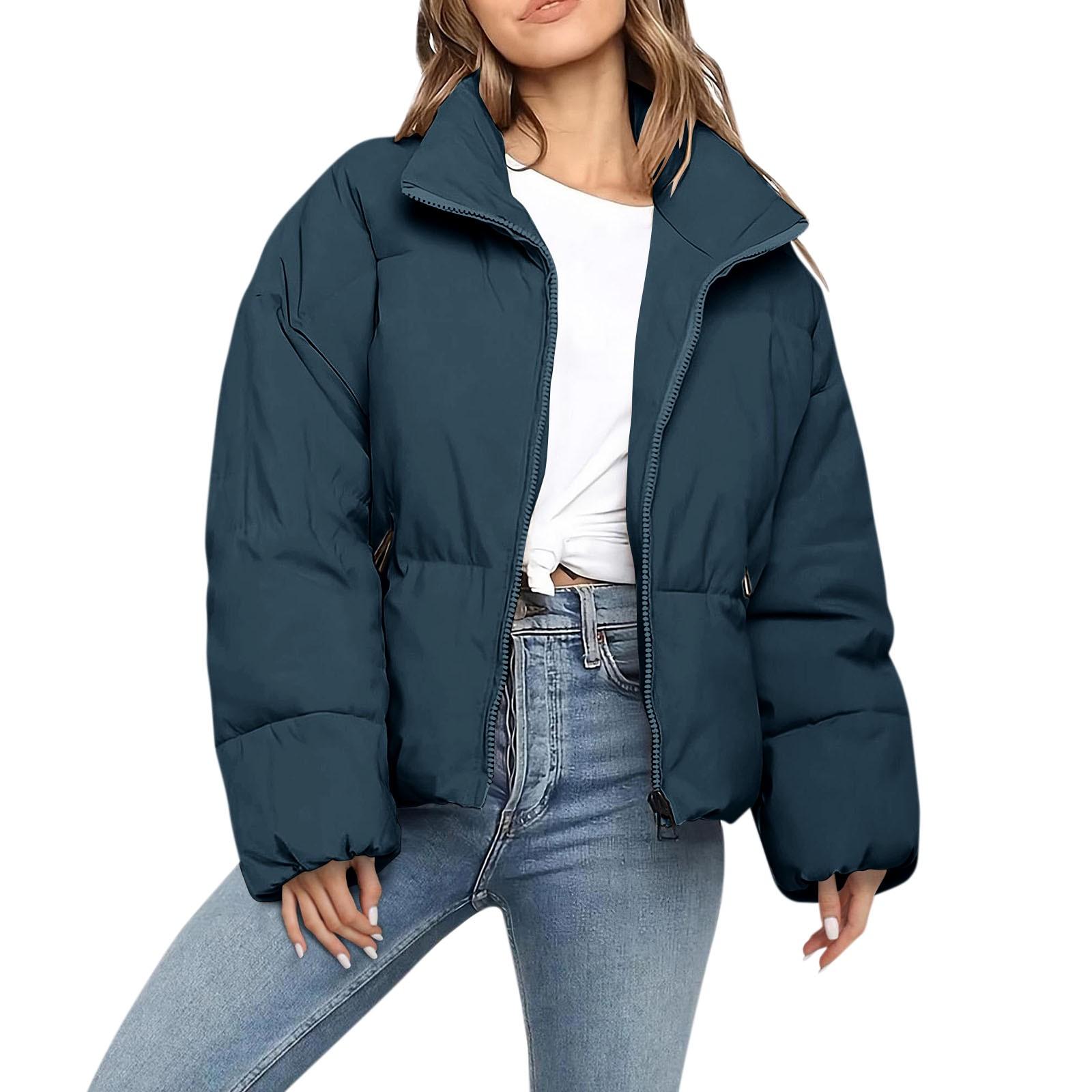 

Жіноче тепле пальто з принтом на ґудзиках. Легке пальто S синій