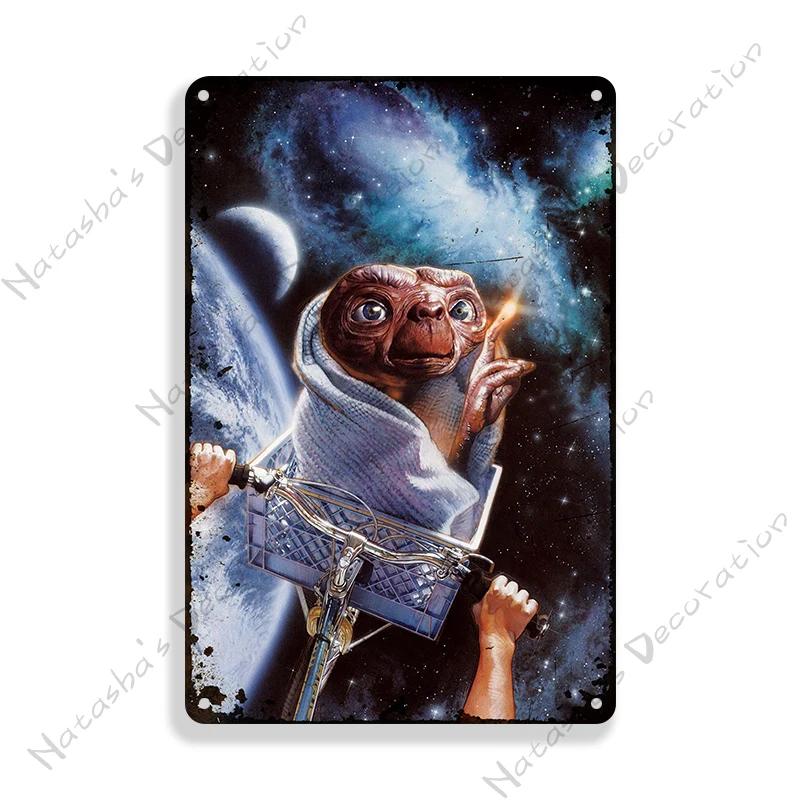 E.T. the Extra-Terrestrial Movie Metal Poster Vintage Wall Plate Bar Club Industrial Decor Metal Tin Sign Vintage Metal Plaque