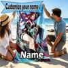 Custom Name Personalized Genshin Impact Print Beach Towel, for Trip Camping Beach Party Home Decor, Birthday Gift for Family & Friends