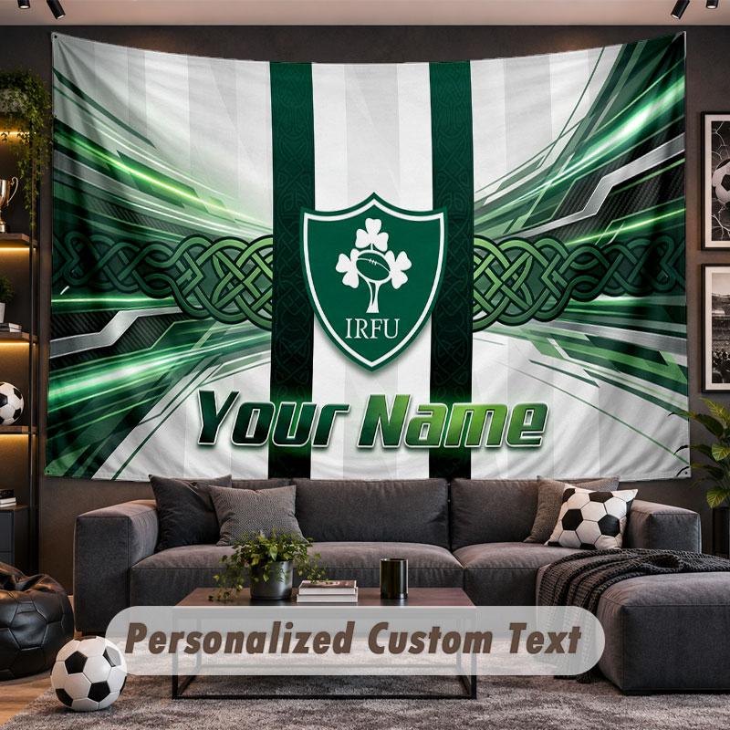 Wall Hanging Tapestry Custom NameIreland Rugby Pattern Personalized Printed Fabric Wall Decor
