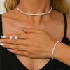 3pcs Set Fashion Simple Shiny Square Rhinestones Chain Necklace Earrings Bracelet Set for Women Luxury Temperament Jewelry Sets