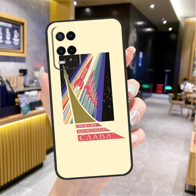 CCCP Soviet Space Propaganda Art Case For Oppo A74 A54 A94 A78 A98 A18 A60 A80 A40 A38 A58 A96 A76 A16 A15 A17 A57 A77 A5 Pro