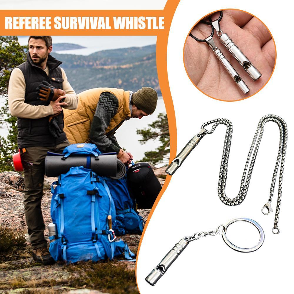 Alloy Emergency Whistle Loud Portable Keychain Necklace Whistle EDC Keyring Party Whistle Training School Soccer Supplies New