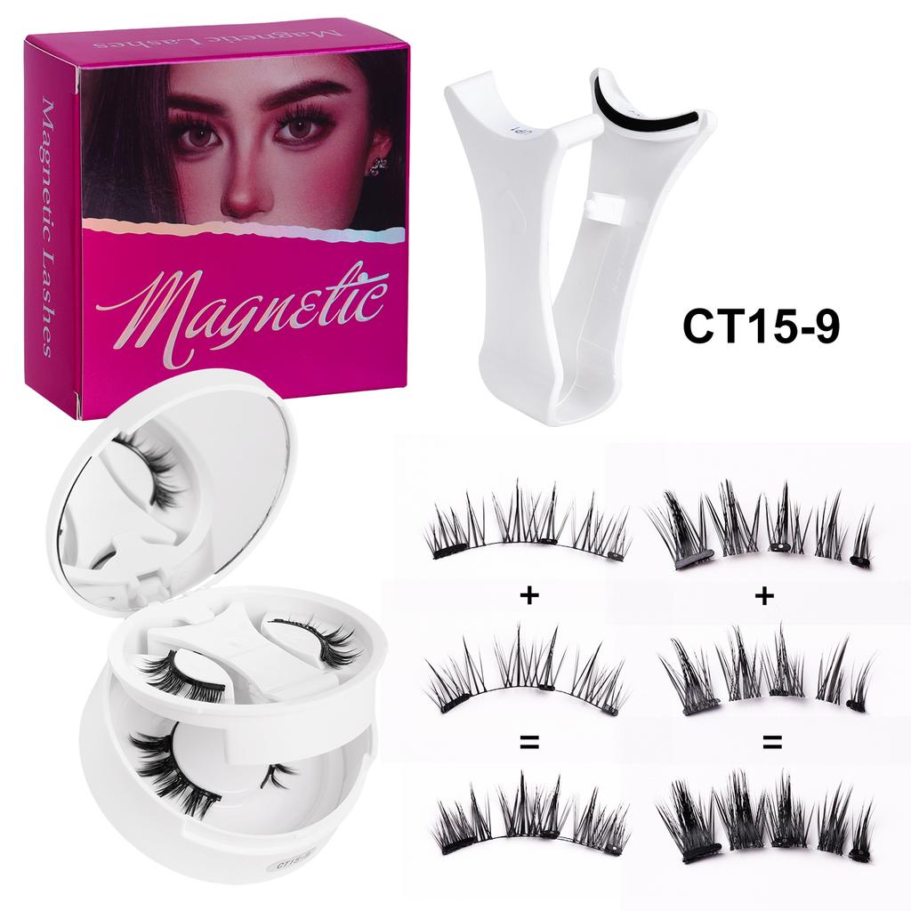 2-Pair Reusable Magnetic Eyelash Set, Easy-to-Use Eyelash Extension Tool, Natural Curler, False Eyelashes with Magnetic Tweezers