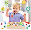 COOLJOY Montessori 2-in-1 Magnetic Fishing Game for Children Aged 2 and Above, Wooden Toy, Montessori Toy from 2, 3 Years, Authorised Patent