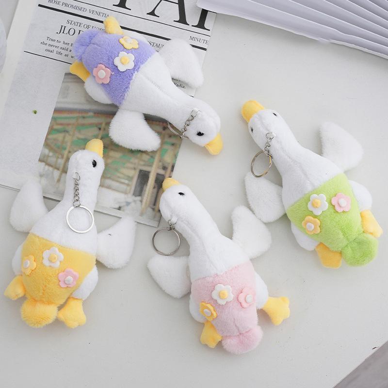 Süßes Blumengans-Plüschtier, weich gefüllt, Kawaii, kleine Tierpuppe, Cartoon-Tasche, Schlüsselanhänger, Anhänger für Kinder, Mädchen, Weihnachtsgeschenke