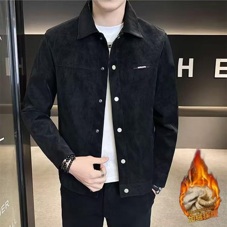 Men's Trendy Punk Jacket - 2025 Spring/Autumn, Slim Fit, Turn-Down Collar, High-End Style.